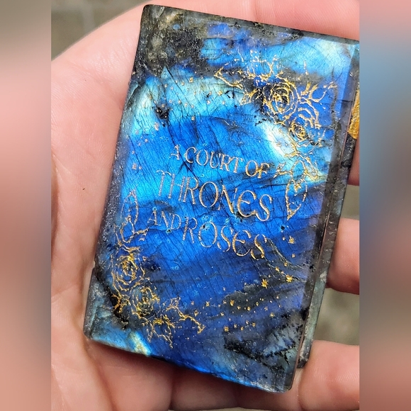 ACOTAR Labradorite Crystal Gemstone Book Carving Booktok A Court of Thorns Roses - Picture 2 of 6